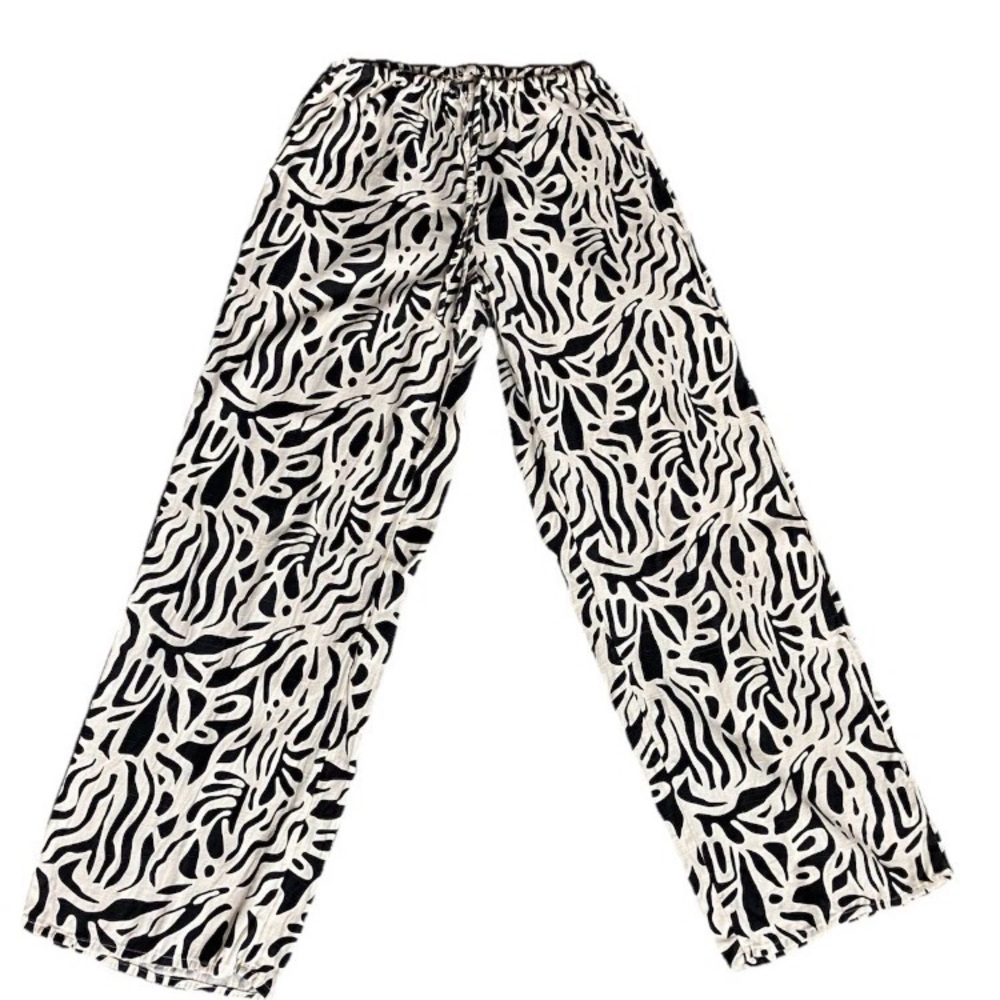 Billabong Black and White Patterned Wide Leg Pants
